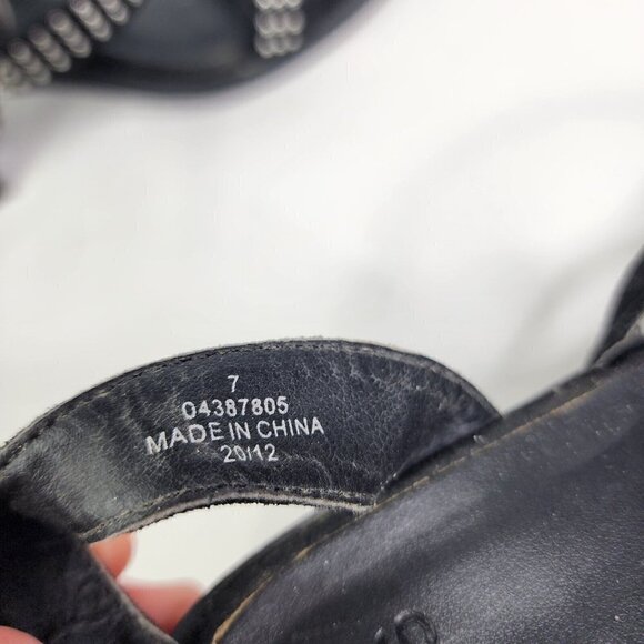 ASOS Western Studded Open Toe Strappy Chunky Heels Womens Size 7 Black Silver - Picture 13 of 14